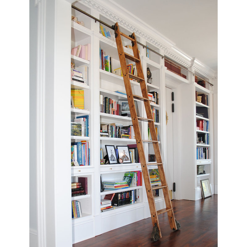 Quiet Glide 9 Ft Maple Removable Rolling Ladder with Rail Kit Wayfair